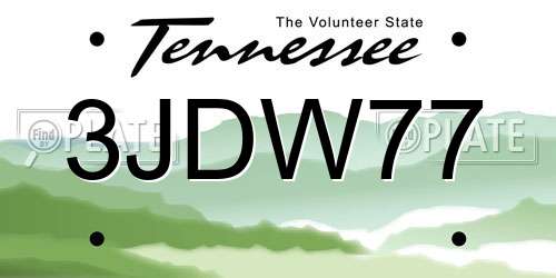 3JDW77 Tennessee License Plate