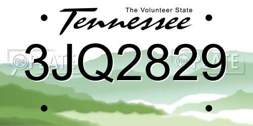 3JQ2829 Tennessee License Plate