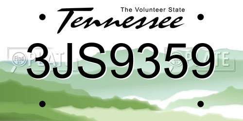 3JS9359 Tennessee License Plate