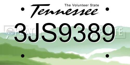 3JS9389 Tennessee License Plate