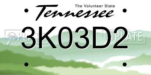 3K03D2 Tennessee License Plate
