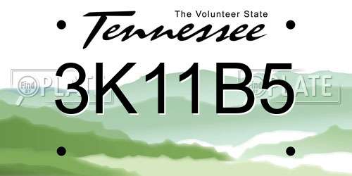 3K11B5 Tennessee License Plate