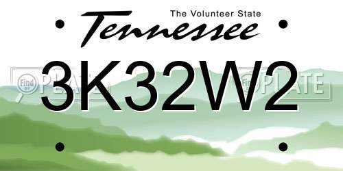 3K32W2 Tennessee License Plate
