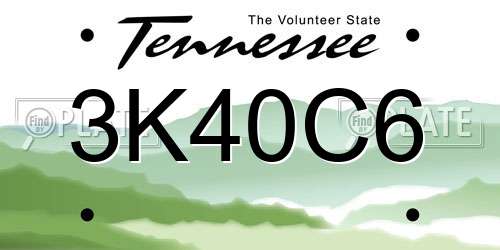 3K40C6 Tennessee License Plate