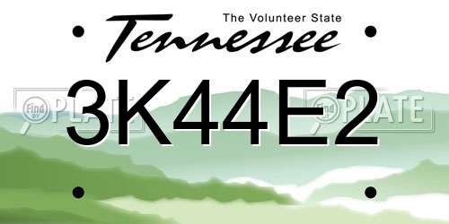 3K44E2 Tennessee License Plate