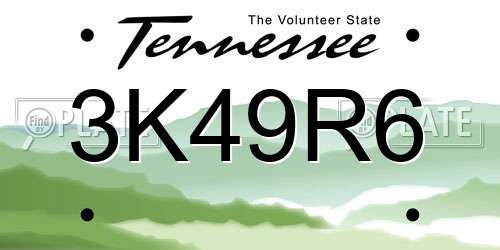3K49R6 Tennessee License Plate