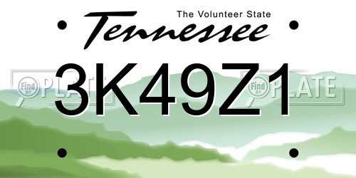 3K49Z1 Tennessee License Plate