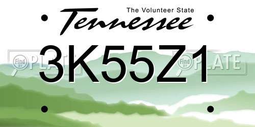 3K55Z1 Tennessee License Plate