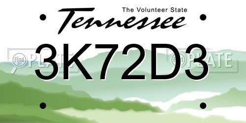 3K72D3 Tennessee License Plate
