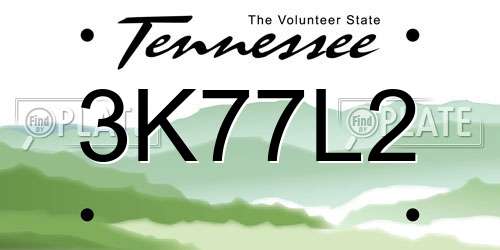 3K77L2 Tennessee License Plate