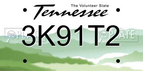 3K91T2 Tennessee License Plate