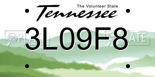 3L09F8 Tennessee License Plate