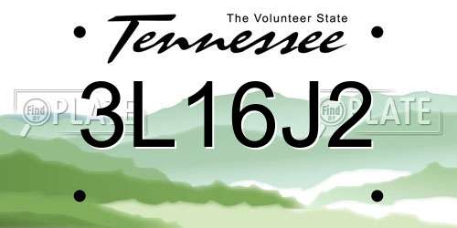 3L16J2 Tennessee License Plate