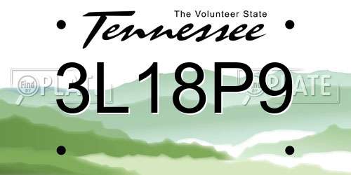 3L18P9 Tennessee License Plate