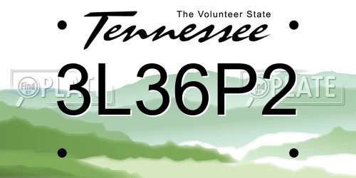 3L36P2 Tennessee License Plate