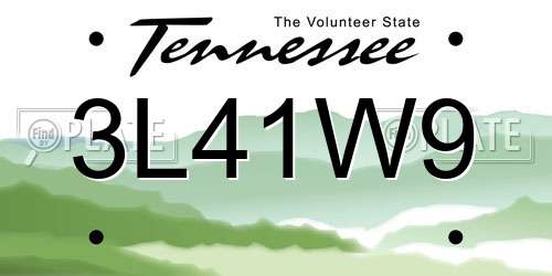3L41W9 Tennessee License Plate