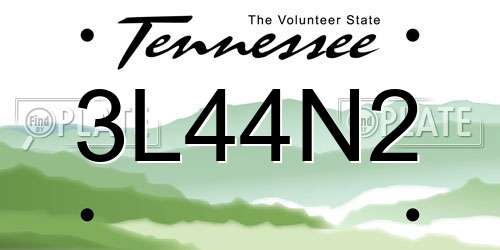 3L44N2 Tennessee License Plate