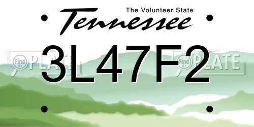 3L47F2 Tennessee License Plate