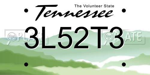 3L52T3 Tennessee License Plate