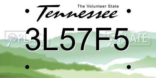 3L57F5 Tennessee License Plate