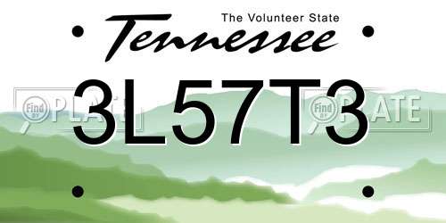 3L57T3 Tennessee License Plate