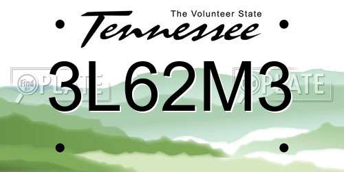 3L62M3 Tennessee License Plate