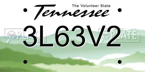 3L63V2 Tennessee License Plate