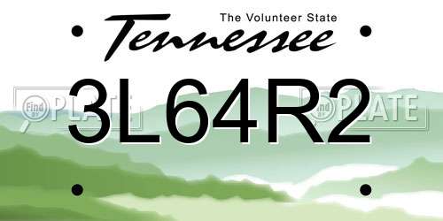 3L64R2 Tennessee License Plate
