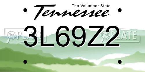 3L69Z2 Tennessee License Plate