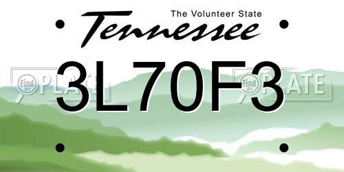 3L70F3 Tennessee License Plate