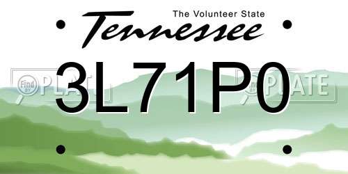 3L71P0 Tennessee License Plate