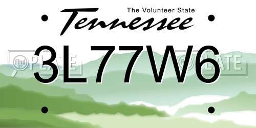 3L77W6 Tennessee License Plate