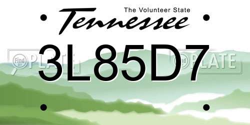 3L85D7 Tennessee License Plate