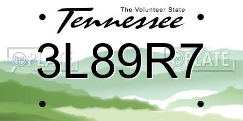 3L89R7 Tennessee License Plate