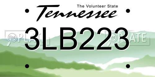 3LB223 Tennessee License Plate