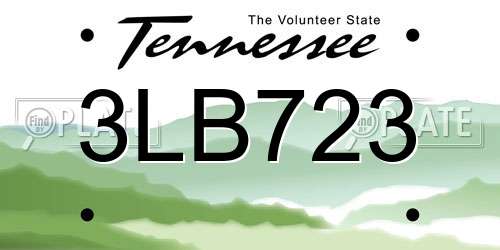 3LB723 Tennessee License Plate