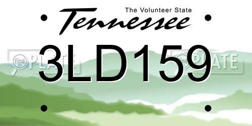 3LD159 Tennessee License Plate