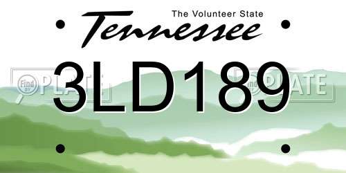 3LD189 Tennessee License Plate