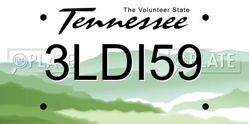 3LDI59 Tennessee License Plate