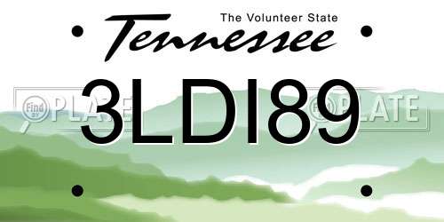3LDI89 Tennessee License Plate