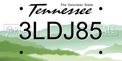 3LDJ85 Tennessee License Plate