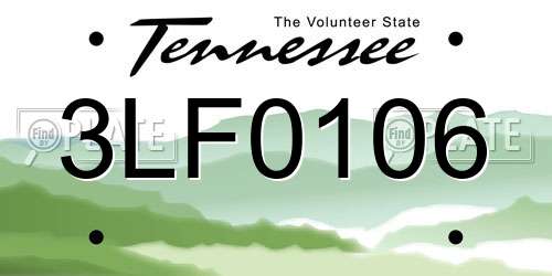 3LF0106 Tennessee License Plate
