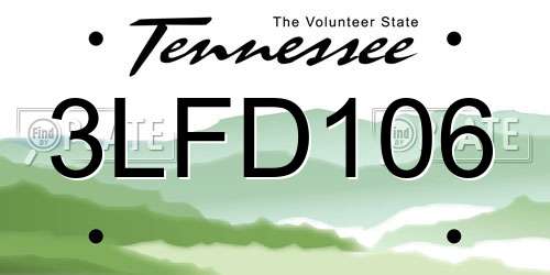 3LFD106 Tennessee License Plate