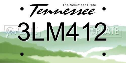3LM412 Tennessee License Plate