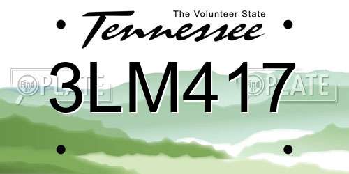 3LM417 Tennessee License Plate