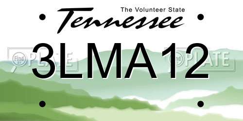 3LMA12 Tennessee License Plate
