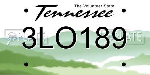 3LO189 Tennessee License Plate