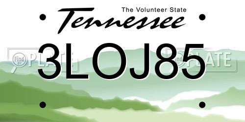 3LOJ85 Tennessee License Plate