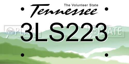 3LS223 Tennessee License Plate