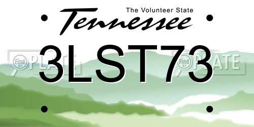 3LST73 Tennessee License Plate